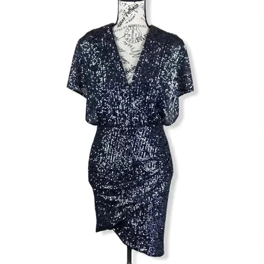 Hariyn Sequin Wrap v-neck dress- XS